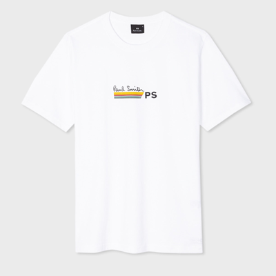 Shop Paul Smith White Ps Logo Stripe Print T-shirt