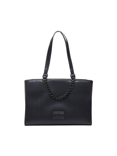 Shop Love Moschino Shoulder Bag With Decorative Chain In Black