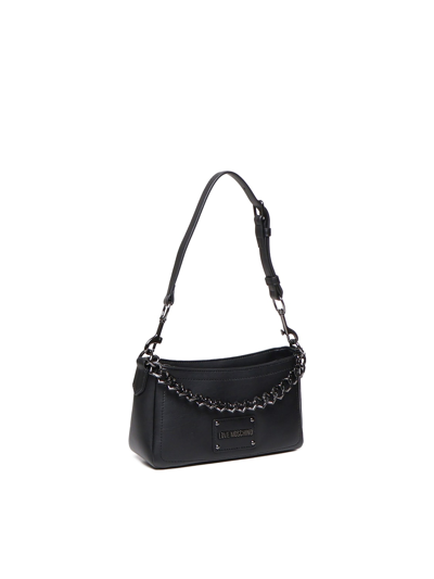 Shop Love Moschino Love Handbag With Ton Sur Ton Chain In Black