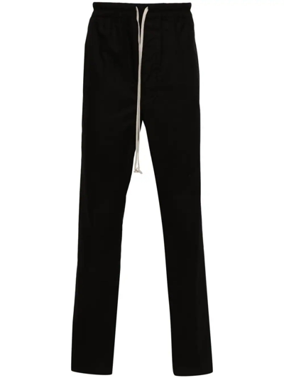 Rick Owens Black Drop-crotched Track Pants With Drawstring In Stretch Cotton Man In Nero