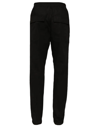 Rick Owens Black Drop-crotched Track Pants With Drawstring In Stretch Cotton Man In Nero