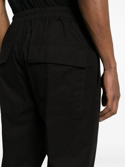 Rick Owens Black Drop-crotched Track Pants With Drawstring In Stretch Cotton Man In Nero