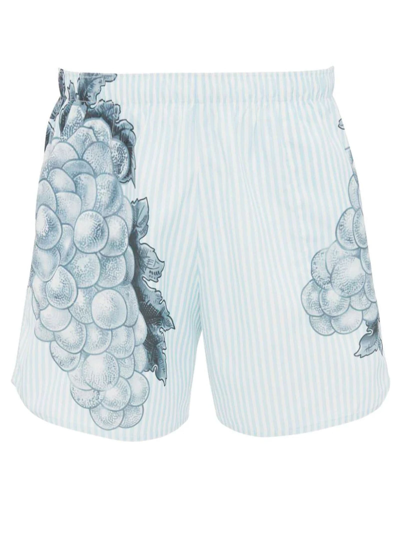 Shop Jw Anderson Light Blue Striped Swim Shorts