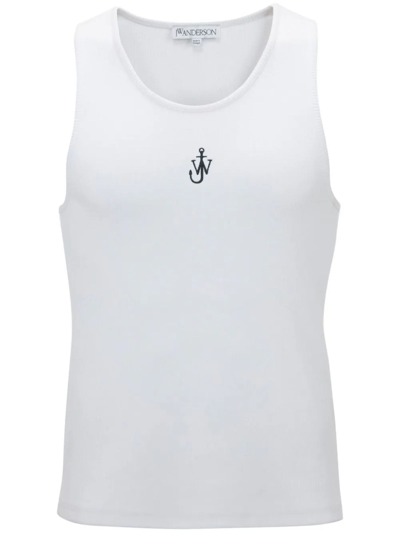 Shop Jw Anderson White Stretch-cotton Tank Top In Bianco