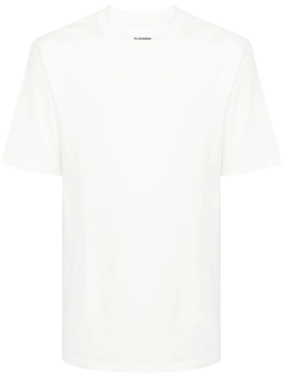 Shop Jil Sander Off-white Cotton T-shirt In Bianco