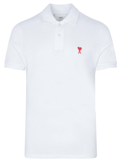 Shop Ami Alexandre Mattiussi White Organic Cotton Polo Shirt In Bianco