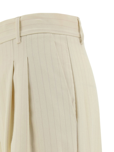 The Andamane 'nathalie' Ivory Wool Blend Trousers In Off White - Pink