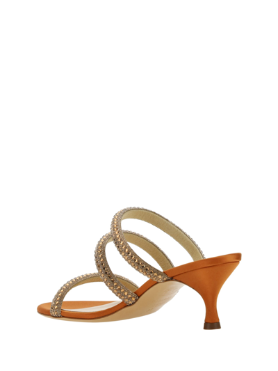 Shop Casadei Scarlet Sandals In Stratosph+sati/honey+topazi