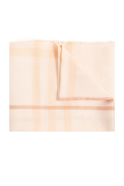 Shop Burberry Scarf With Logo In Rosa