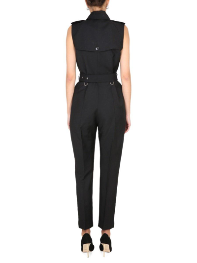 Shop Burberry Double Breasted Belted Waist Overalls In Nero