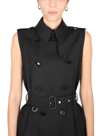 Shop Burberry Double Breasted Belted Waist Overalls In Nero