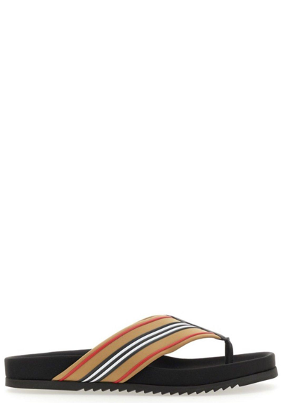 Shop Burberry Slip-on Thong Sandals In Multicolor