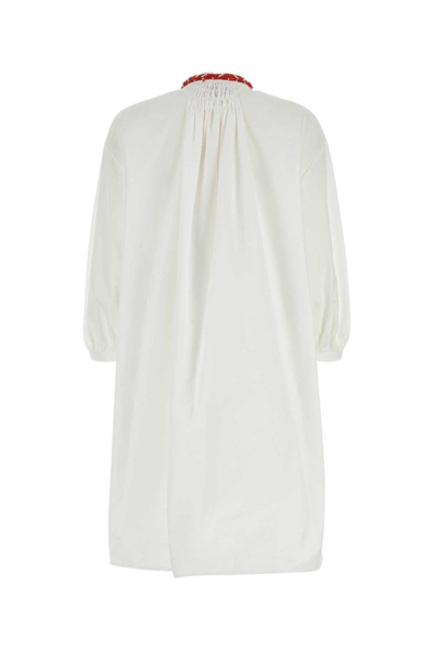 Shop Valentino Bead Embellished Crewneck Mini Dress In Bianco/corallo