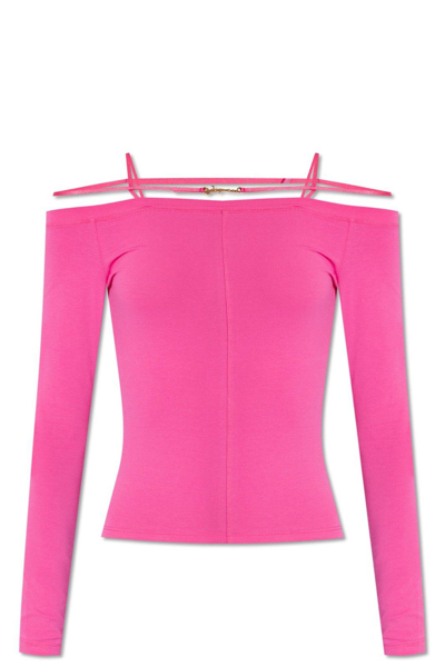 Shop Jacquemus Sierra Long Sleeved Lingerie T-shirt In Pink