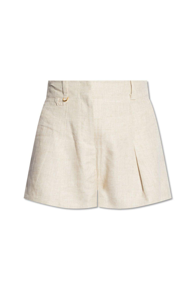 Shop Jacquemus High Waisted Shorts In Beige