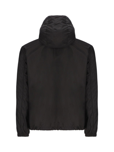 Shop Prada Logo Plaque Zip-up Jacket In Nero+bianco