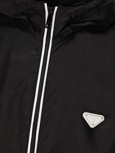 Shop Prada Logo Plaque Zip-up Jacket In Nero+bianco