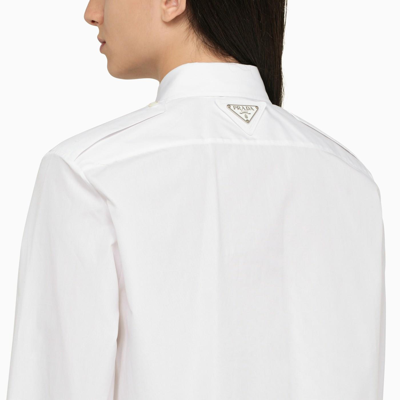 Shop Prada Pocket Front Cropped Shirt In Bianco