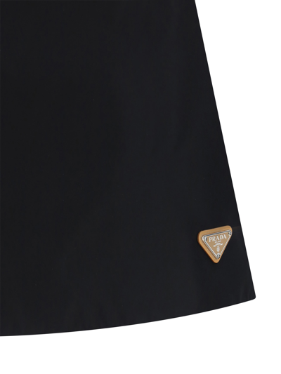 Shop Prada Logo Patch Skirt In Nero