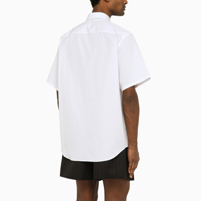 Shop Prada Short-sleeved Shirt In White With Logo In Bianco