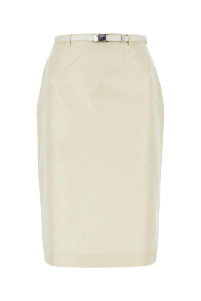 Shop Prada Ivory Faille Skirt In Avorio