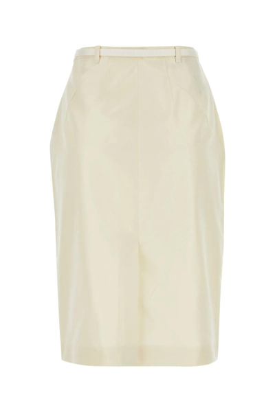 Shop Prada Ivory Faille Skirt In Avorio