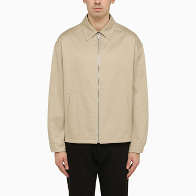 Shop Prada Lightweight Cotton Jacket In Rope Colour In Natural