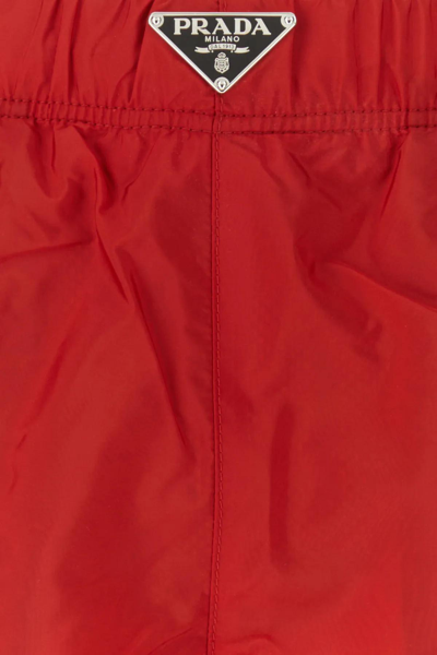 Shop Prada Red Re-nylon Swimming Shorts In Rosso