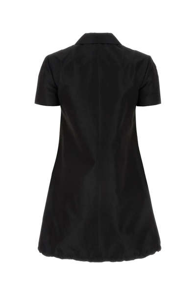 Shop Prada Black Faille Mini Dress In Nero