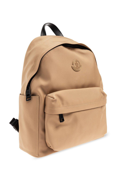 Shop Moncler New Pierrick Logo Patch Zipped Backpack In Beige