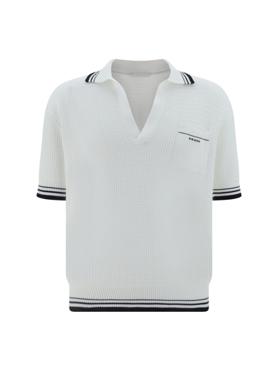 Shop Prada Polo Shirt In Bianco