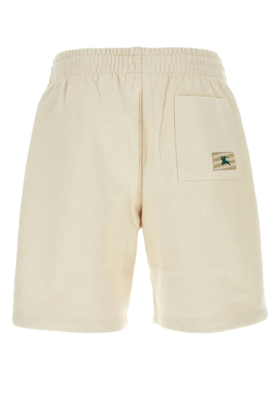 Shop Burberry Ivory Cotton Bermuda Shorts In Beige