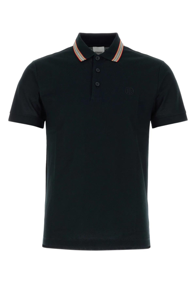 Shop Burberry Black Piquet Polo Shirt