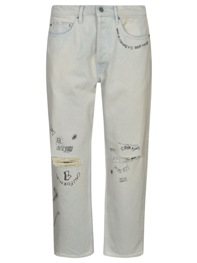 Shop Golden Goose Destroyed Effect Straight Leg 5 Pockets Jeans In Blue
