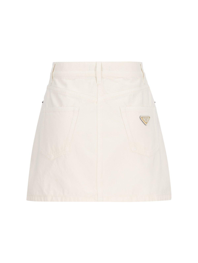 Shop Prada Triangle-logo Mini Skirt In Cd White