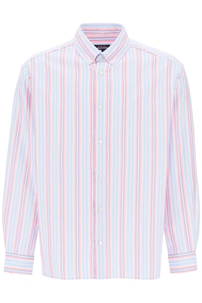 Shop Apc A.p.c. Mathias Striped Oxford Shirt