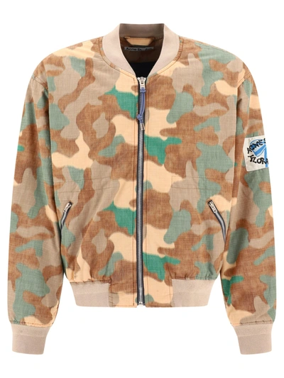 Shop Acne Studios Bomber Jacket With Camouflage Print