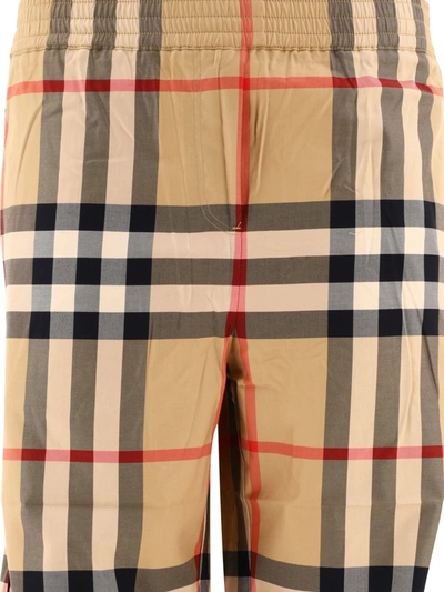 Shop Burberry Check Cotton Twill Trousers