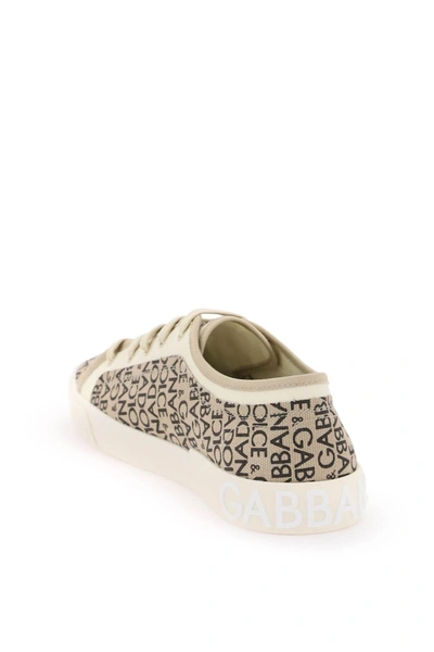 Shop Dolce & Gabbana Portofino Vintage Printed Canvas Sneakers