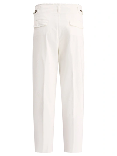 Shop Peserico Trousers With Fringed Details
