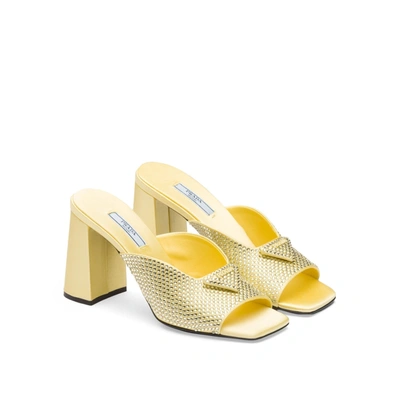 Shop Prada Satin Crystal Sandals