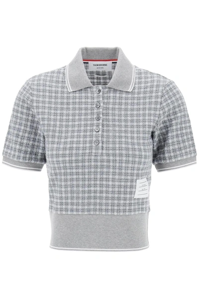 Shop Thom Browne Check Tweed Polo Shirt