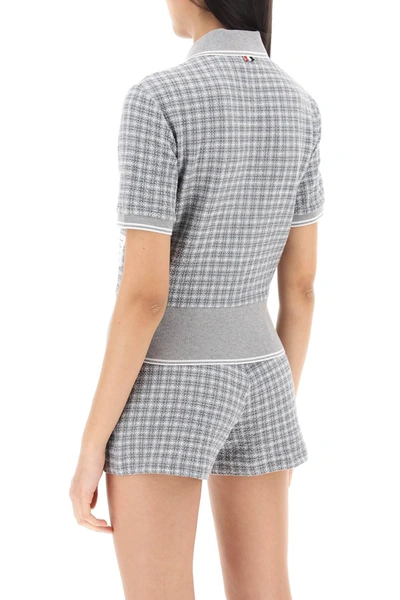 Shop Thom Browne Check Tweed Polo Shirt