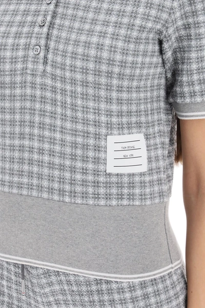 Shop Thom Browne Check Tweed Polo Shirt