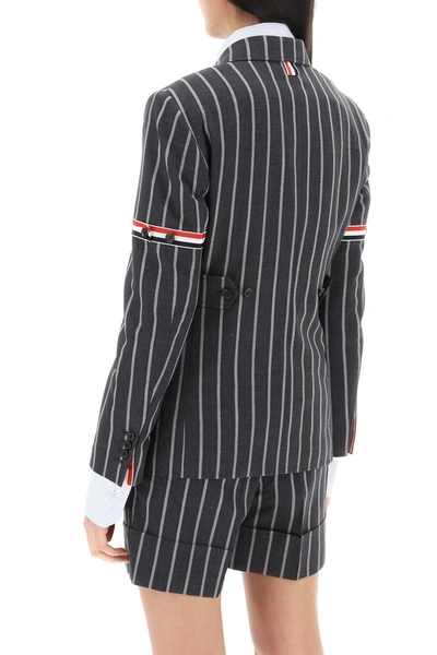 Shop Thom Browne Striped Single Breasted Jacket