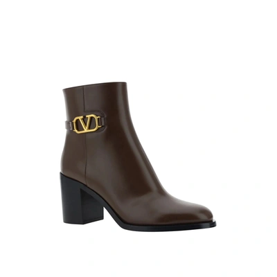 Shop Valentino Garavani  Garavani Leather V Logo Ankle Boots