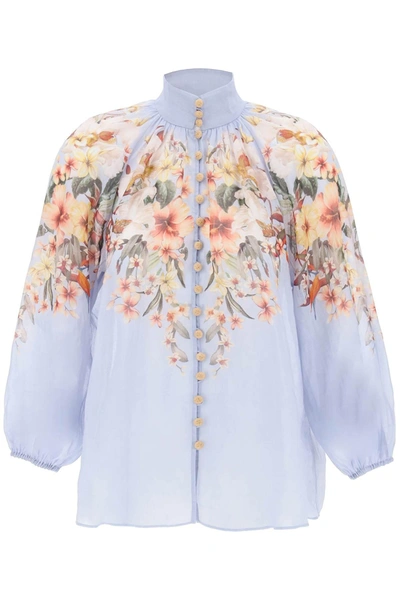 Shop Zimmermann Lexi Billow Shirt With Floral Motif