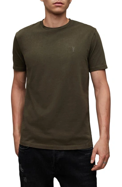 Shop Allsaints Ossage Cotton Crewneck T-shirt In Tea Leaf Green
