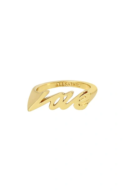 Shop Allsaints Love Ring In Gold