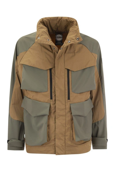 Shop Colmar Colourblock Jacket With Concealed Hood In Brown/green